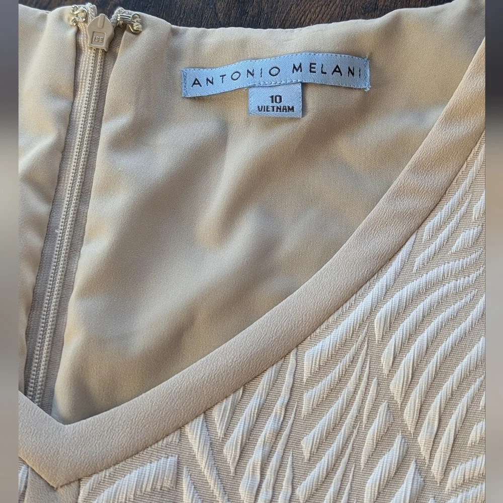ANTONIO MELANI Cream Textured Midi Dress - Picture 4 of 6